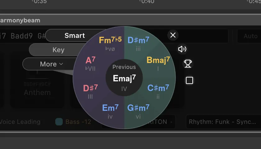 Harmonybeam Smart chord suggestion wheel inside Ableton Live